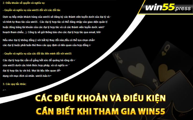 Các điều khoản và điều kiện cần biết khi tham gia Win55