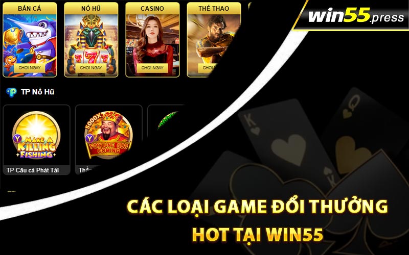 Các loại game đổi thưởng hot tại Win55